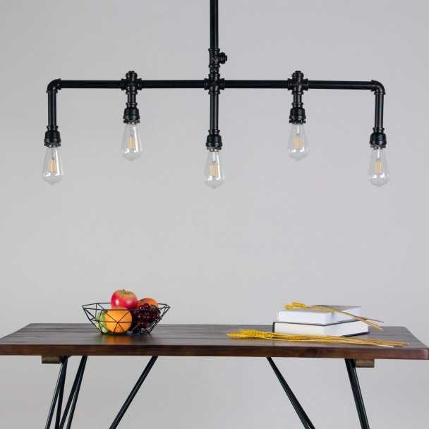 Lámpara de techo moderna 5 luces metalo marron...