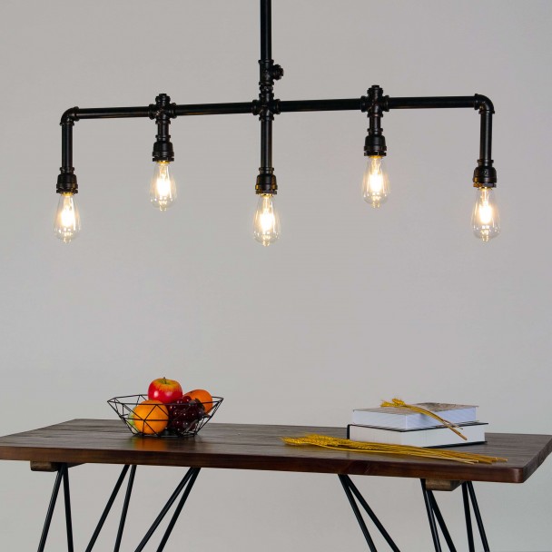 Lámpara de techo moderna 5 luces metalo marron...