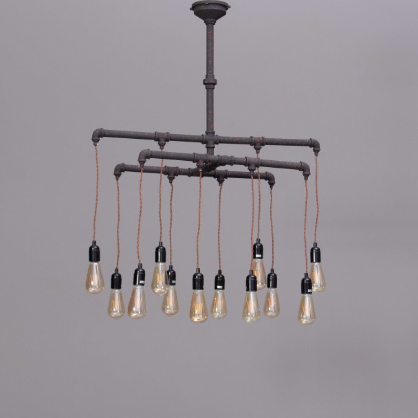 Colgante industrial de alambre rojo 12 luces -...