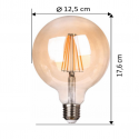 Redondo grande LED bombilla de filamento E27 8W