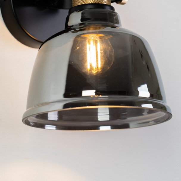 Pequeño aplica el vidrio de estilo loft ahumado - Linz 