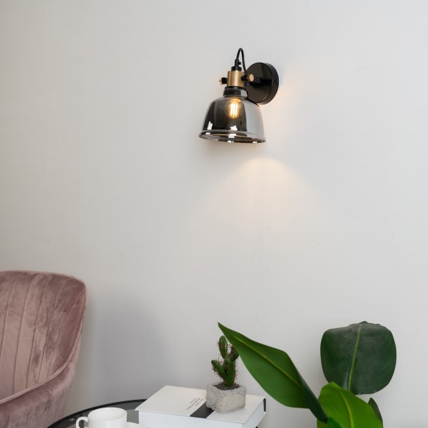 Aplique de pared de vidrio pequeño ahumado - Linz