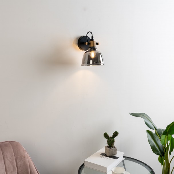 Aplique de pared de vidrio pequeño ahumado - Linz