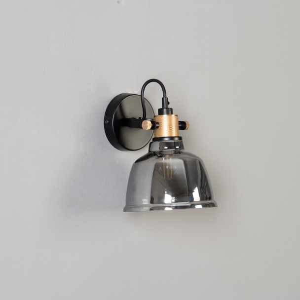 Aplique de pared de vidrio pequeño ahumado - Linz