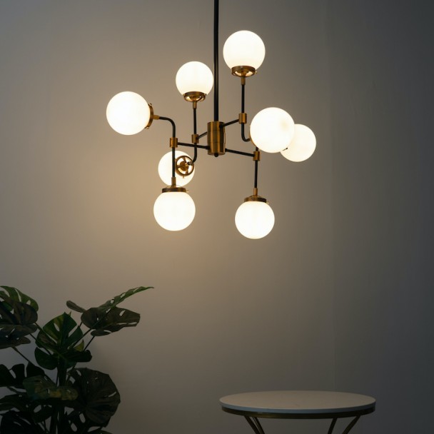 Lámpara de Techo Industrial 8 Luces - Vidrio...