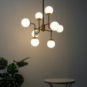 Lámpara de Techo Industrial 8 Luces - Vidrio Blanco Zenith