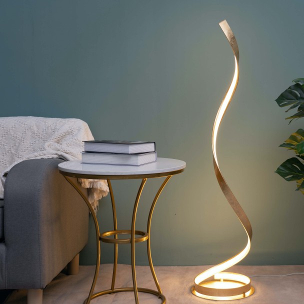 Lámpara de pied dorada salón LED - Millenium