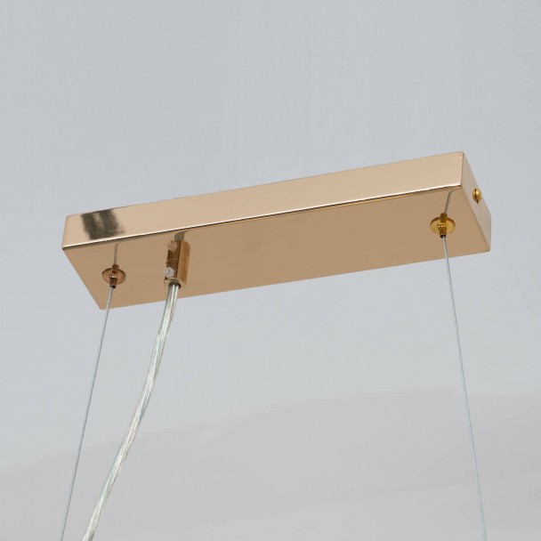 Lámpara colgante horizontal de oro en vidrio blanco