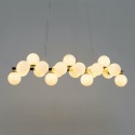 Lámpara colgante metal dorado cristal blanco