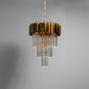 Lámpara colgante metálica y de cristal, elegante y de diseño