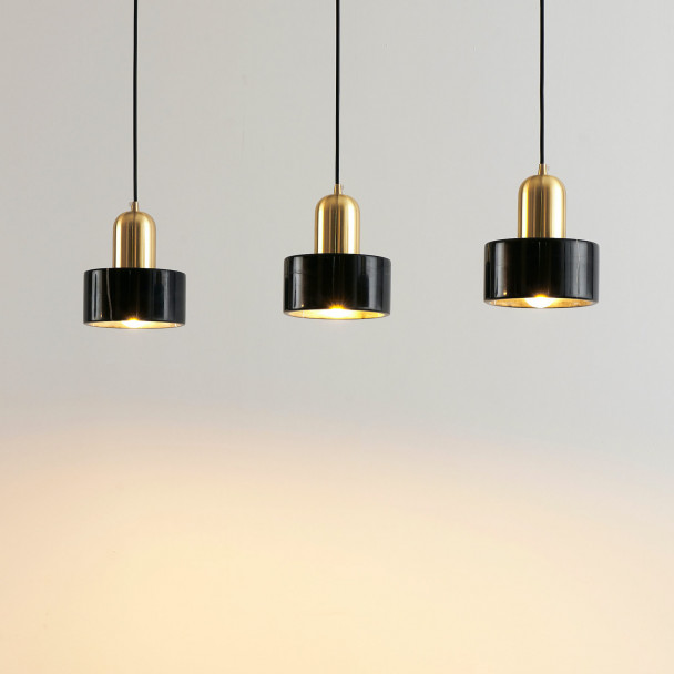 Elegante Lámpara colgante de mármol dorado y negro