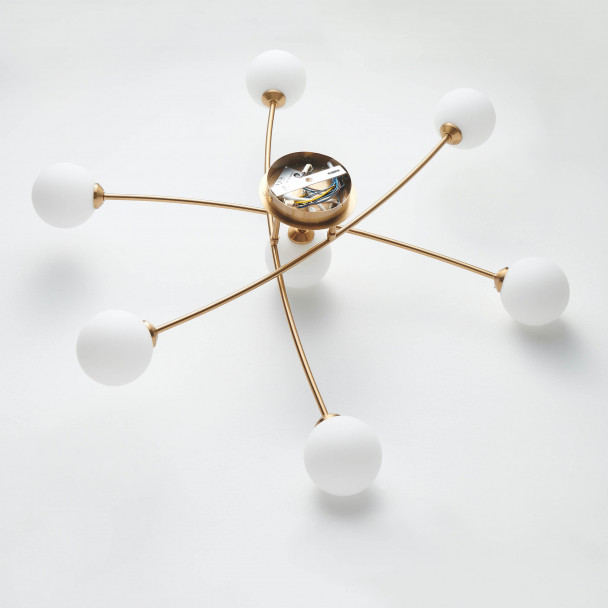 Plafón cristal blanco metal oro