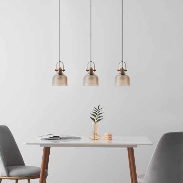 Lámpara colgante de metal y cristal - Vela