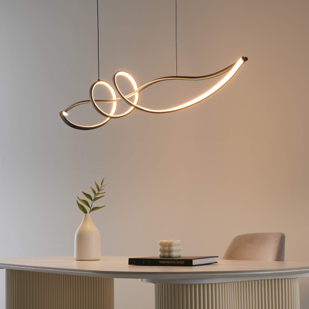 Lámpara LED colgante de cocina Wave negra - Lybella