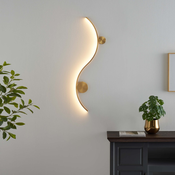 Aplique de pared en acabado latón brillante - Curva
