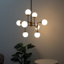 Lámpara de Techo Industrial 8 Luces - Vidrio Blanco Zenith