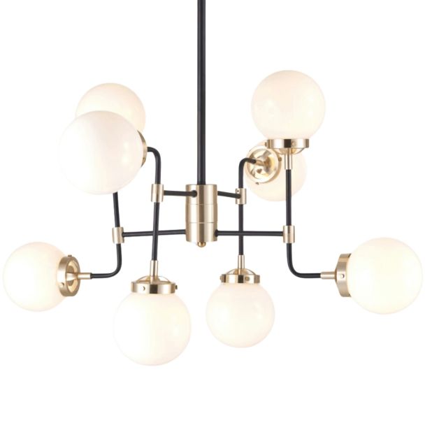 Lámpara de Techo Industrial 8 Luces - Vidrio Blanco Zenith