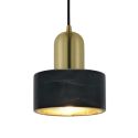 Lámpara colgante cilíndrica mármol negro y metal dorado - Meryl