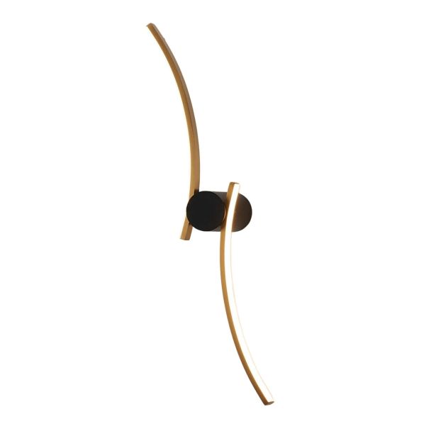 Gran aplique de diseño de LED curvado negro y latón - Mallow