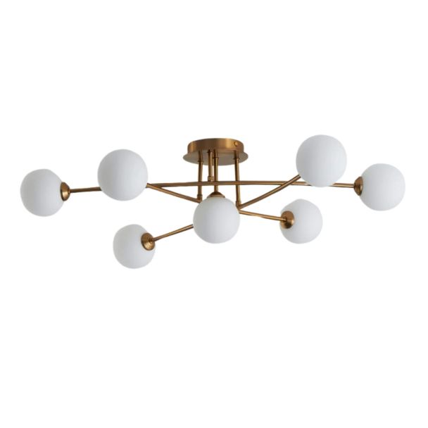 Moderna lámpara de techo metal y cristal blanco - Estrela