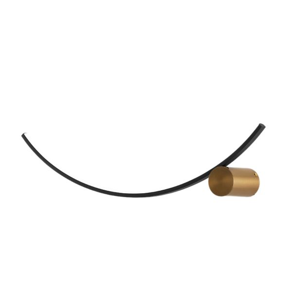 Aplique de LED de medio círculo negro y soporte de latón - Curva