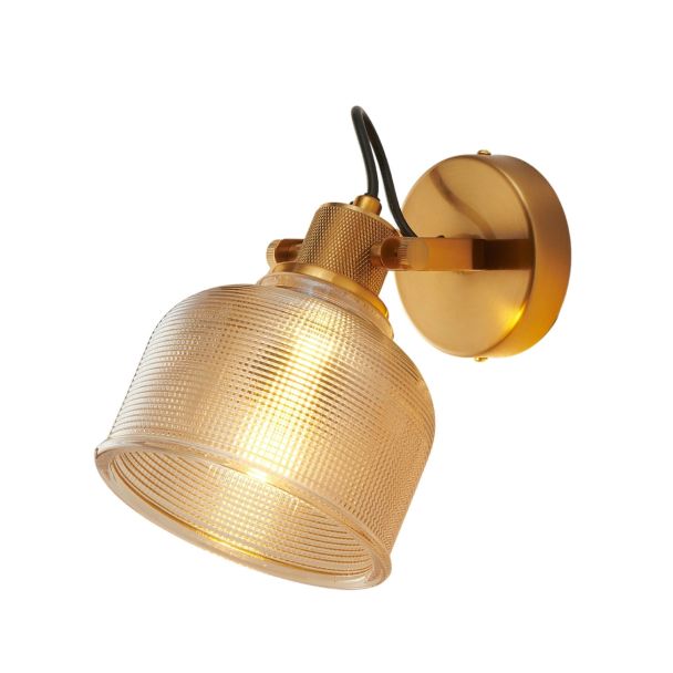 Aplique con campana de vidrio ámbar texturado - Vela