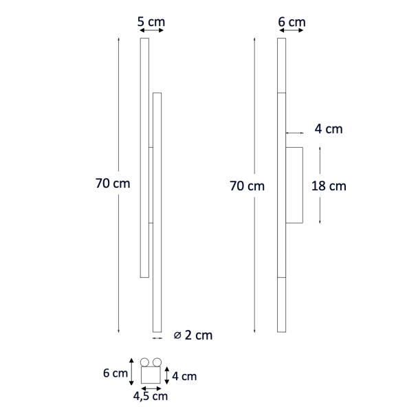 Esquema técnico aplique LED negro - Gali