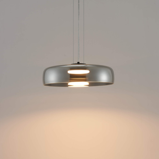 Lámpara colgante vidrio ahumado metal cromado diseño minimalista - Riccardo