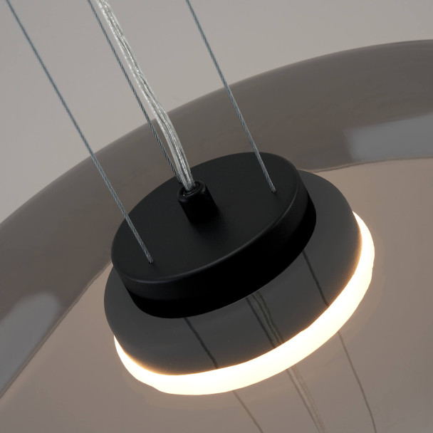 Lámpara colgante vidrio ahumado metal negro iluminación suave - Riccardo