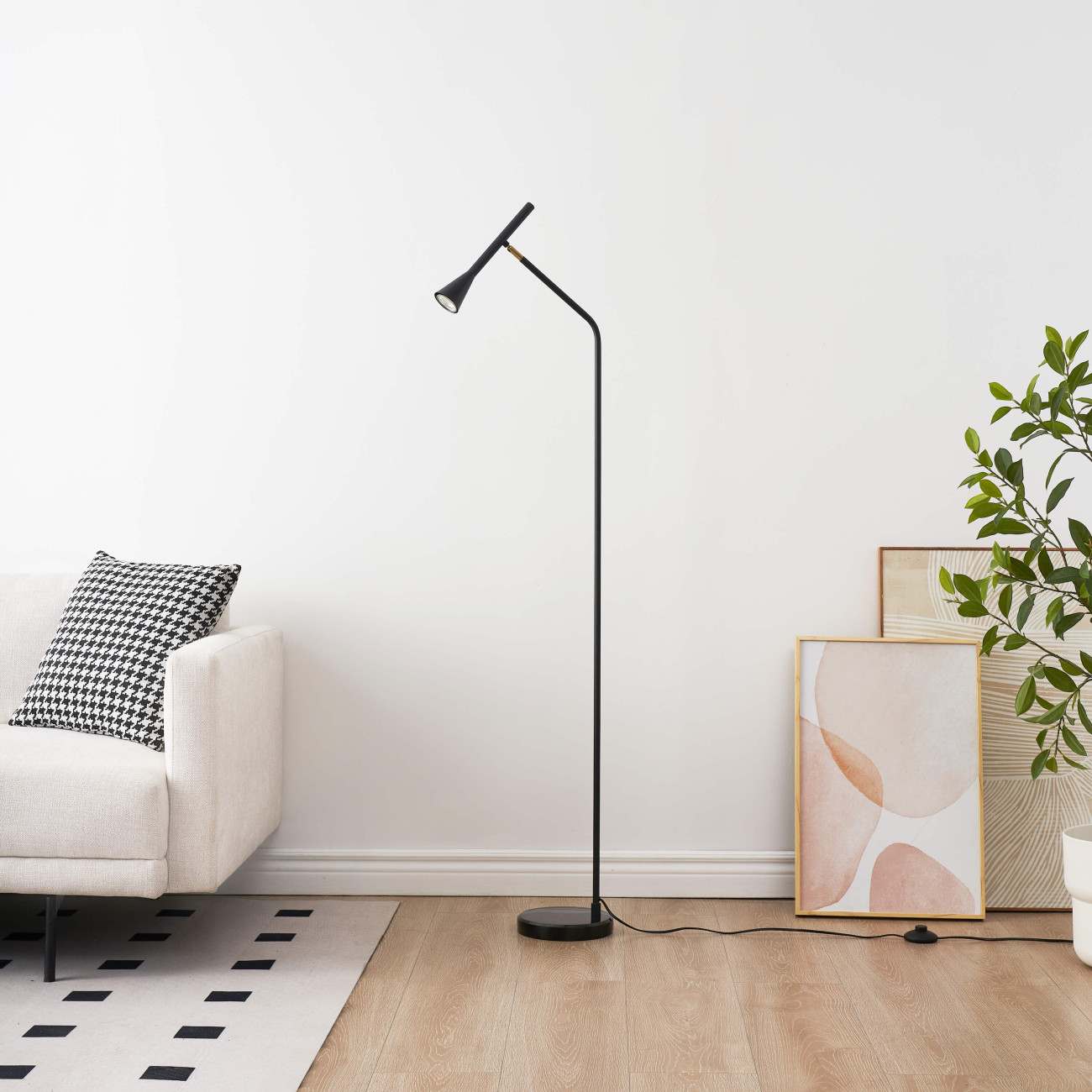 STOOD Wandleuchte Schwarz + Holz - E27 Fassung Für Bis Zu 20W