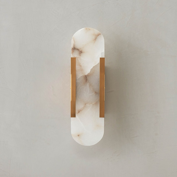 Aplique LED alabastro blanco dorado - Enola