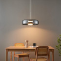 Lámpara colgante LED vidrio ahumado estructura negra elegante - Riccardo