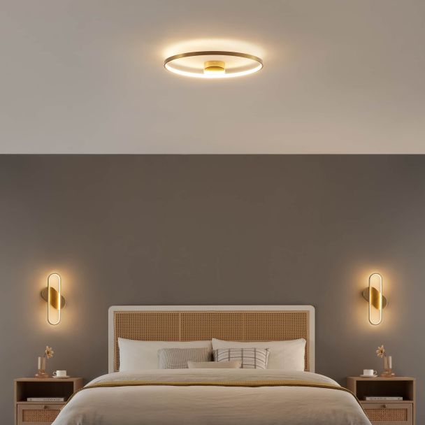 Plafón de diseño de círculo dorado 50 cm -Evelia