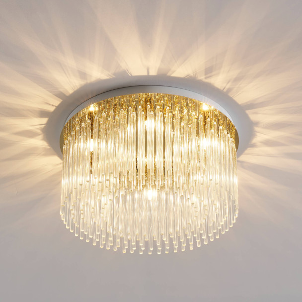 Plafón LED cristal dorado diseño lujoso - Sandrilla