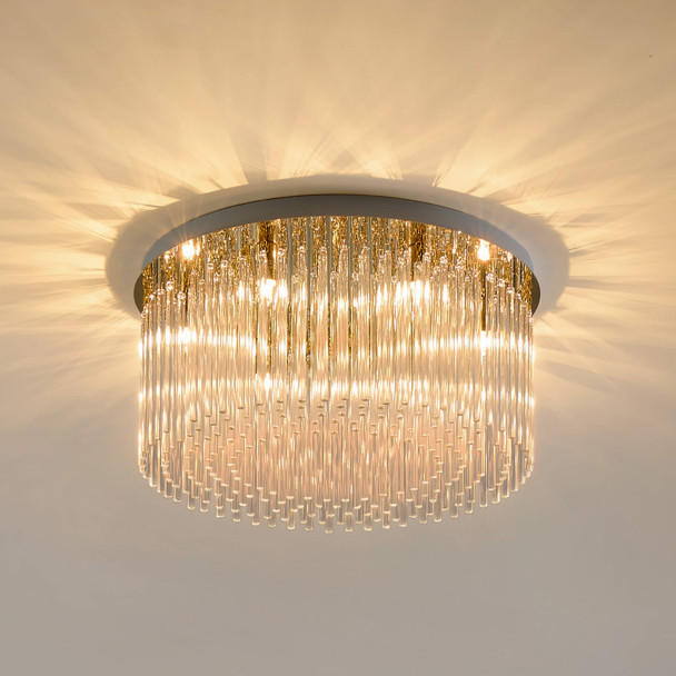 Plafón LED cristal dorado acabado elegante - Sandrilla