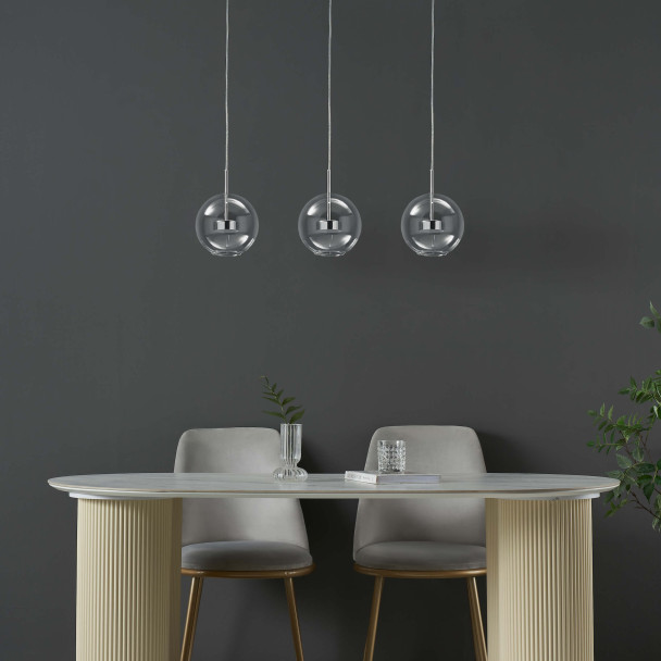 Lámpara colgante triple LED vidrio claro - Gica
