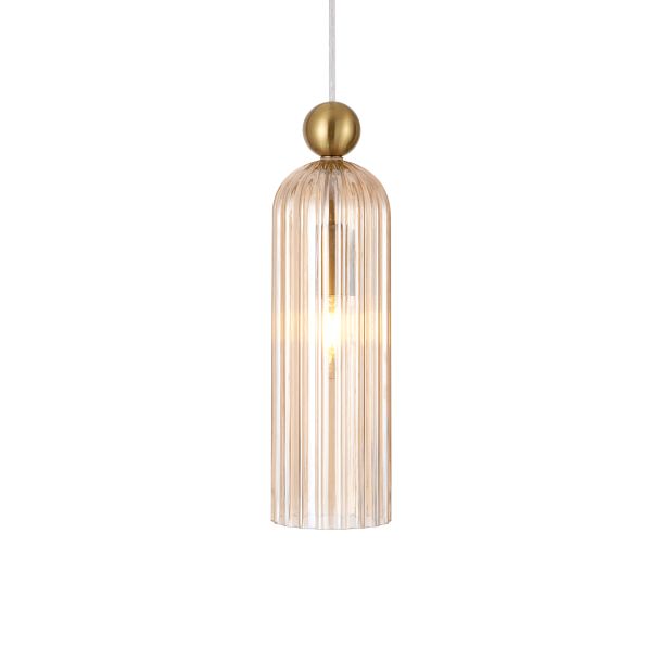 Lámpara colgante dorada cristal estriado - Leonora