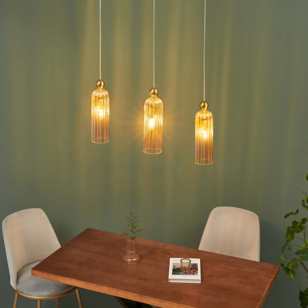 Lámpara colgante LED dorada con efecto de luz refinado - Leonora