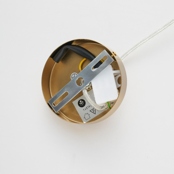 Estructura interna lámpara colgante LED dorada de cristal estriado - Leonora