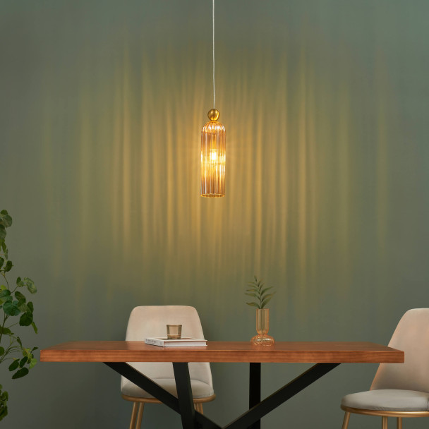 Lámpara colgante LED dorada para ambiente acogedor - Leonora
