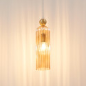 Lámpara colgante dorada con cristal estriado elegante - Leonora