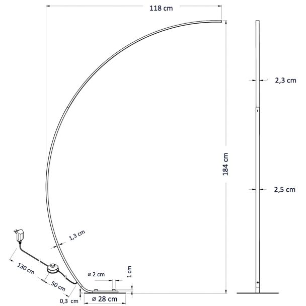 Lámpara de pie curvada LED latón mate de 170 cm - Thalia
