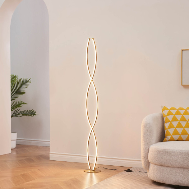 Lámpara de pie LED dorada ondulada - Orionis