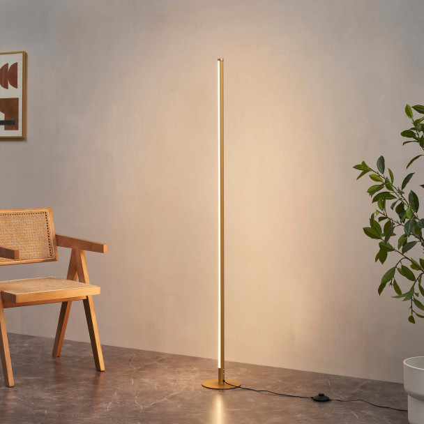 Lámpara de pie LED dorada minimalista - Sloane