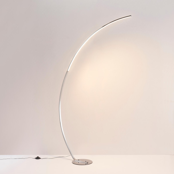 Lámpara de pie LED cromada curva - Thalia