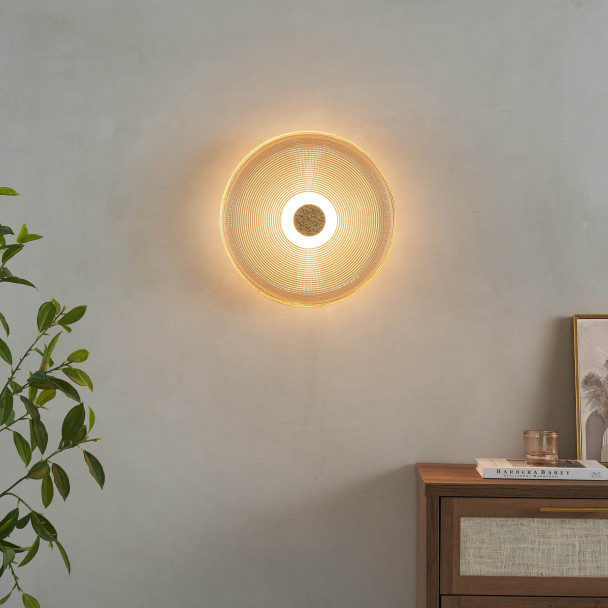 Aplique de pared dorado de vidrio texturizado - Ossara