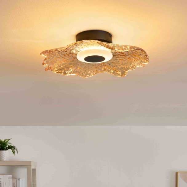 Plafón moderno LED de vidrio ámbar trabajado - Lioria