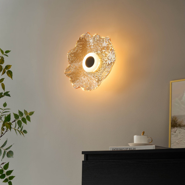Plafón de vidrio ámbar luminoso base negra - Lioria