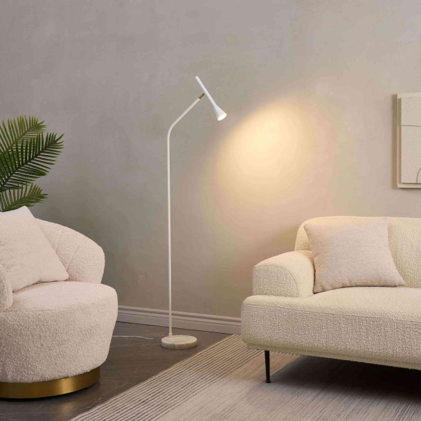 Lámpara de pie blanca con luz de lectura orientable - Holen