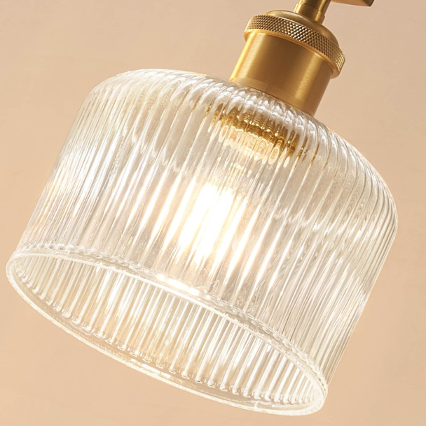 Lámpara colgante dorada moderna vidrio transparente - Auréline